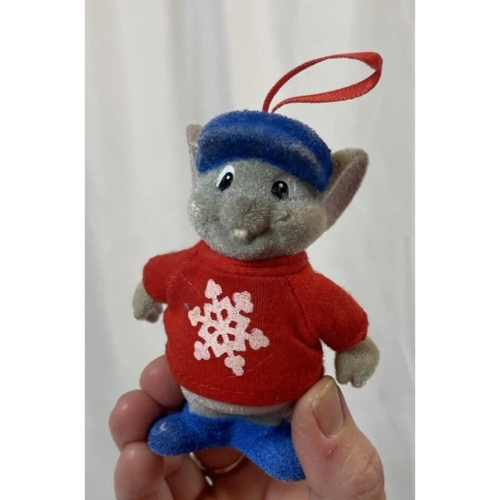Vintage 90s Disney The Rescuers Flocked Christmas‎ Ornament BERNARD Mouse